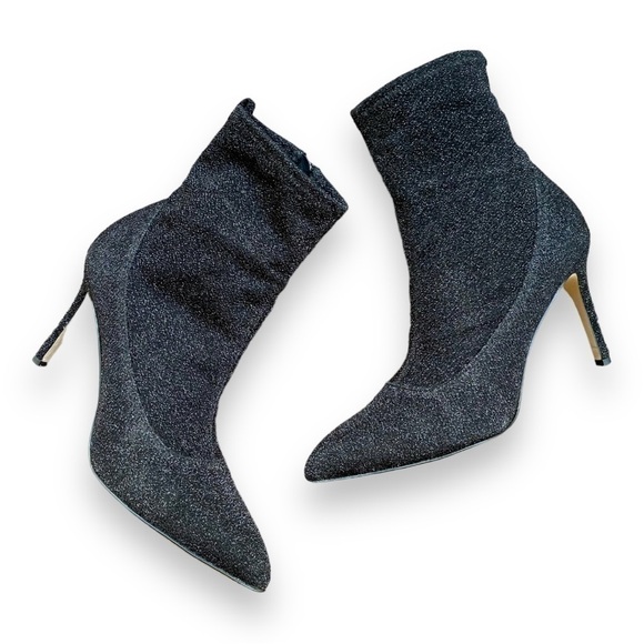 SAM Edelman Olson Black Sparkle Pointed Toe Stretch Heeled Booties | Size 9 - Picture 3 of 16